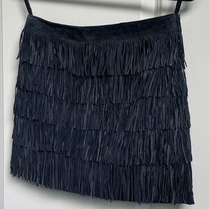 Michael Kors suede fringe mini skirt. Navy blue. Size 2. Like new.